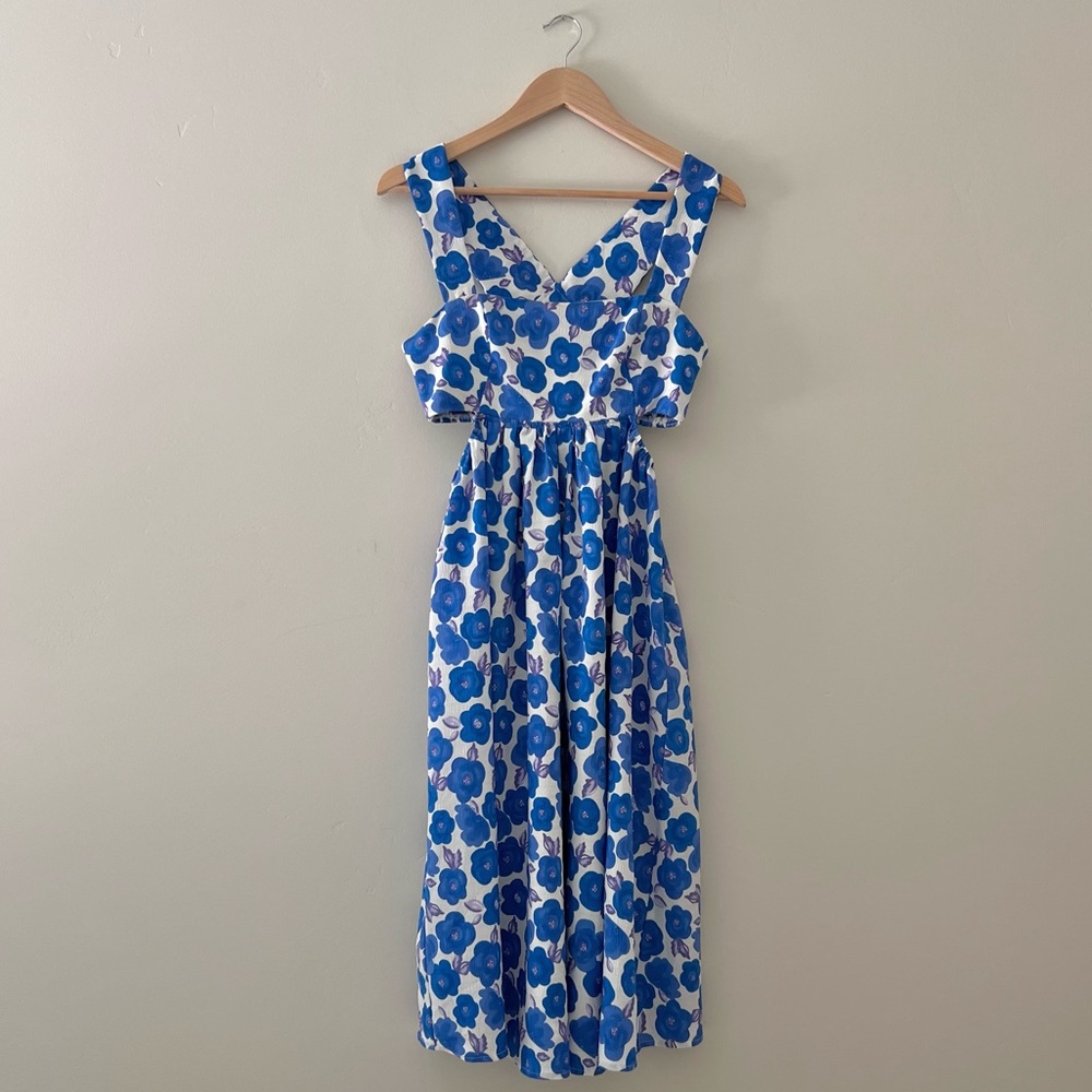Blue Floral Midi Dress
